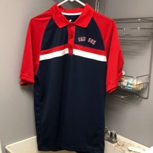 Boston Red Sox MLB Majestic Red White & Blue Polo Shirt Men’s Medium